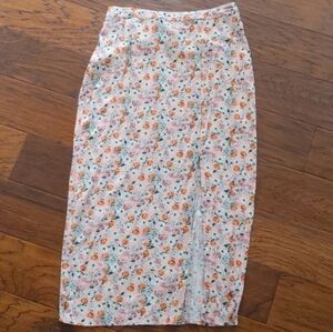 Wild Fable Floral A-Line Skirt in Pink and Orange Flowers